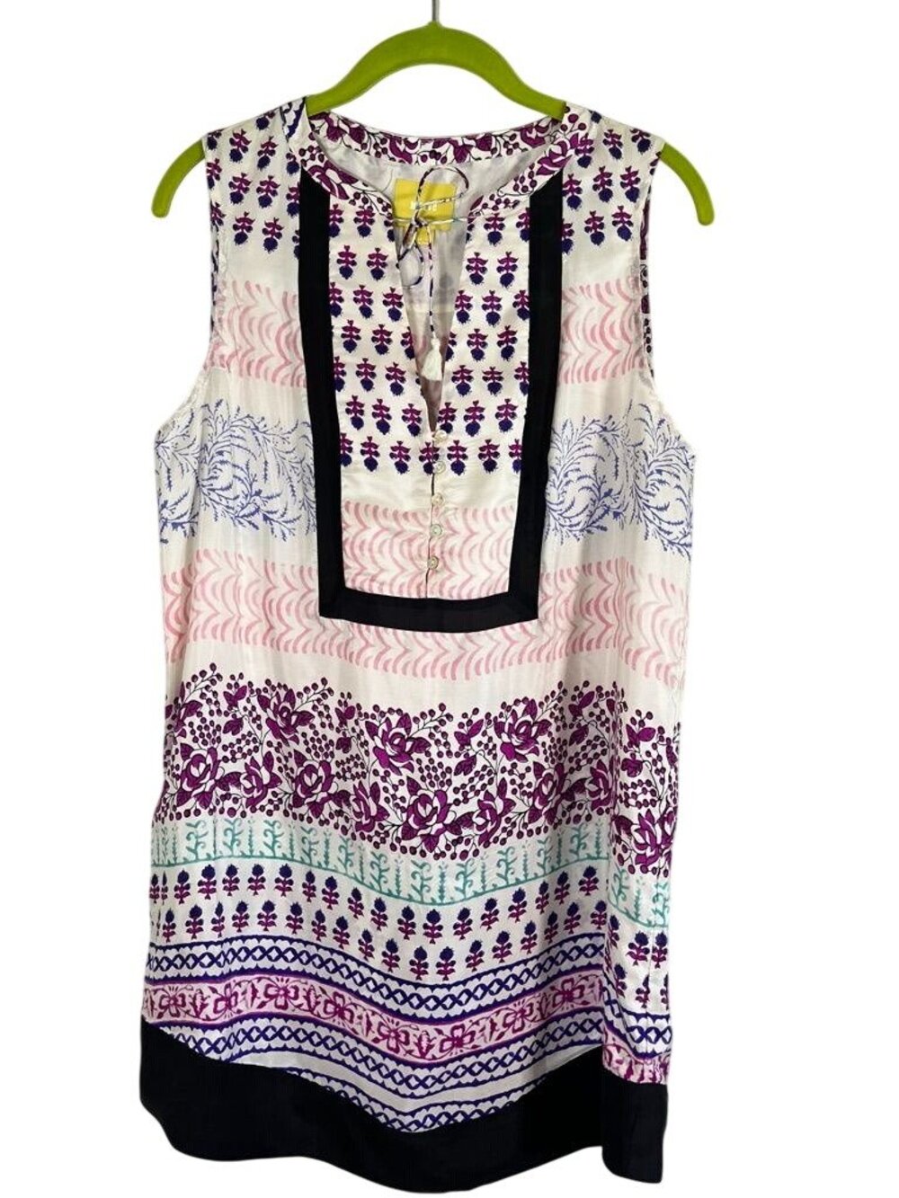 Maeve Silk Floral Striped Top 10 Cottage Festival Feminine Resort Preppy Boho